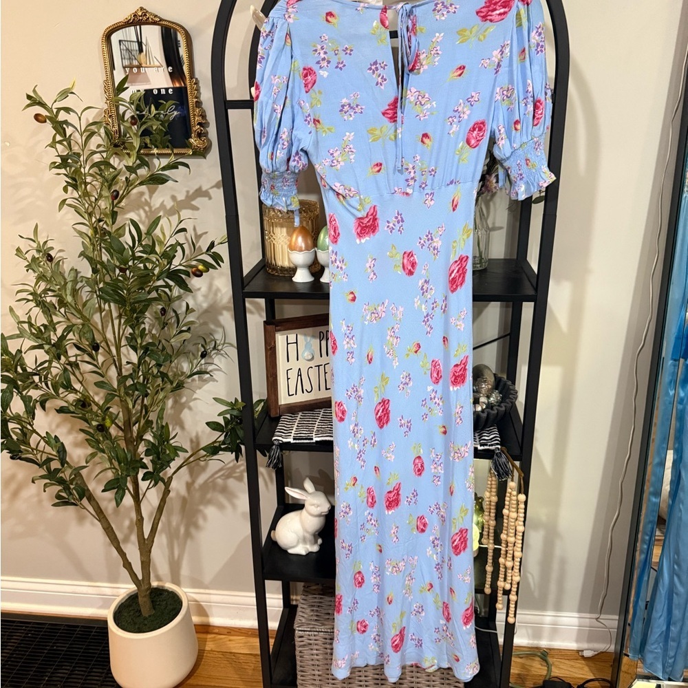 Topshop blue and pink Midi Dress size 2 - Picture 7 of 9